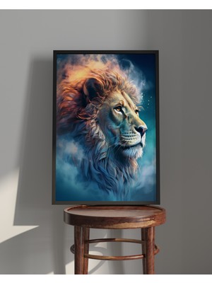 Rosa Art Tablo| Ahşap Çerçeveli Tablo| Çerçeveli Poster|renkli Aslan, Hayvan Temalı Tablo