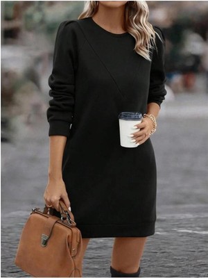 Faylora Kadın Uzun Kollu Bisiklet Yaka Iki Iplik Elbise