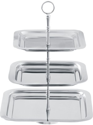 Madame Coco Vial 3 Katlı Kek Standı - Silver - 20X32 cm