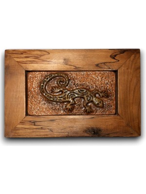 Toprakana Art Semender Ahşap Çerçeveli Seramik Elyapımı (Handmade) Tablo 15×22×2 cm