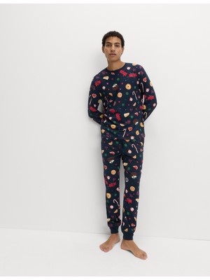 Marks & Spencer Desenli Yılbaşı Pijama Takımı