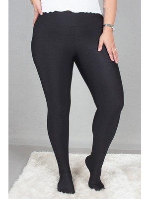 Truva Xxl Disko Tayt Siyah Klotlu Çorap Model Yüksek Bel Büyük Beden