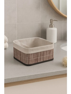 Çavdar Group Mini Kare Bambu Organizer Sepet Katlanır Banyo Düzenleyici