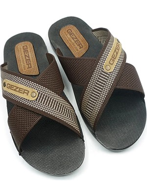 Gezer Erkek Halatlı Siyah Terlik Sokak Yazlık Kahverengi