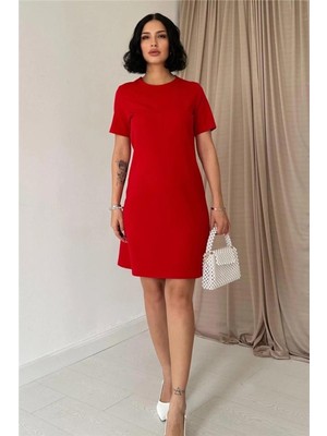 Faylora Eyesof Kırmızı Kısa Kol Atlas Mini Elbise