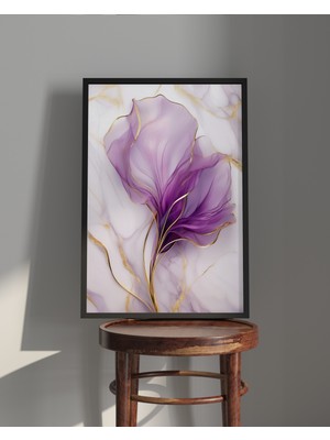 Rosa Art Tablo| Ahşap Çerçeveli Tablo| Çerçeveli Poster|çiçek Temalı Mermer Desen Soyut Tablo