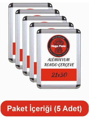 Hugo Kırtasiye A4 Rondo (21X30) Çerçeve Alüminyum 5 Adet
