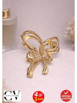 Kurdele Model Gold Saç Tokası – Zarif Metal Mandal Toka 7 cm