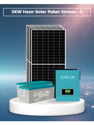 SB Solar 3kw Hazır Solar Paket - 2 | 4×600W Bifacial Panel + 2×200AH Jel Akü | Mppt Akıllı Inverter Off-Grid Sistem