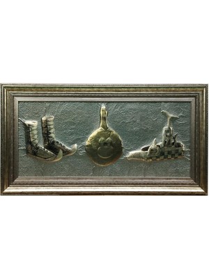 E38 El Işçiliği Tunç Çağı Idolü - Ritonlar Aliminyum Kabartma Tablo 95*51 cm -6442