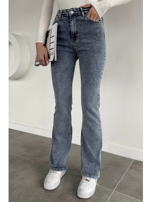 Gülseli Kadın Yüksek Bel Ispanyol Paça Jean Kot Pantolon P-00018901