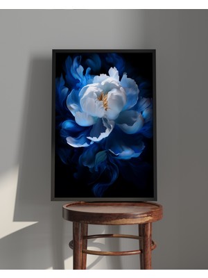 Rosa Art Tablo| Ahşap Çerçeveli Tablo| Çerçeveli Poster| Mavi Beyaz Şakayık Çiçeği Tablo