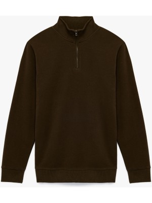Koton Regular Fit Uzun Kollu Yarım Fermuarlı Sweatshirt