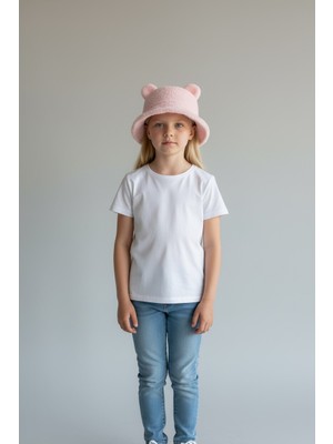 Kitti Çocuk Peluş Şapka Kulaklı Fötr 4-7 Yaş