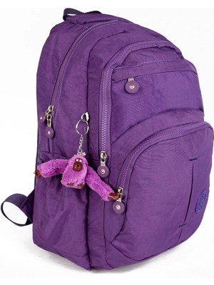 Lugmo Klinkır Okul Çantası Leptop Yuvalı Su Geçirmez Astarlı Lise Ortaokul Çantası Mor