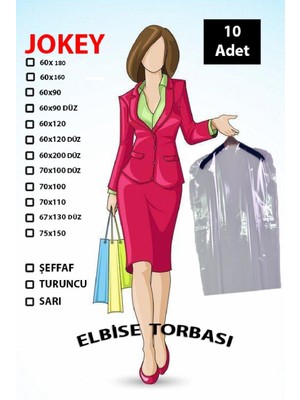 Jokey Kırtasiye Şeffaf Naylon Elbise Torbası Omuzlu 10 Adet
