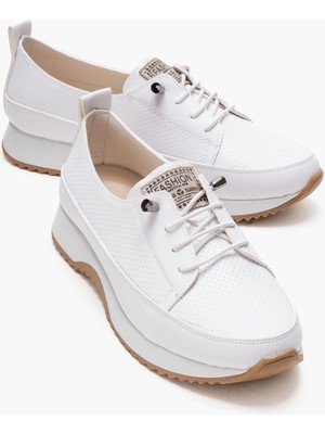 Ccway Kadın Günlük Ayakkabı Beyaz Cilt Beyaz