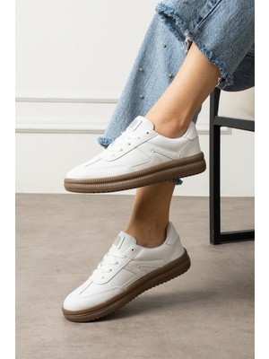 Eformoda Beyaz Unisex Kadın Günlük Kullanıma Uygun Sneaker Yumuşak Tabanlı Spor Ayakkabı 501A