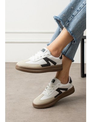 Eformoda Beyaz Gri Unisex Kadın Günlük Kullanıma Uygun Sneaker Yumuşak Tabanlı Spor Ayakkabı 501A