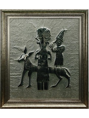 E38 El Işçiliği  Kurşun Figürin Kalıbı Aliminyum Kabartma Tablo 86*76 cm -6441