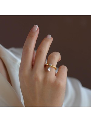 Necati Gün Damla Sarkıt Gold Gümüş Yüzük