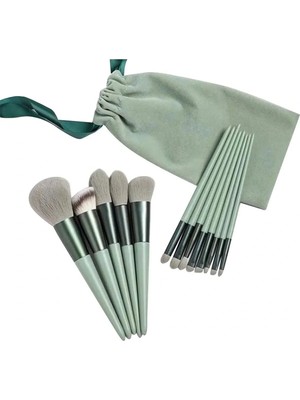 Lugmo 13 Parça Makyaj Fırça Seti Taşınabilir Kılıflı Profesyonel Makyaj Güzellik Seti Yeşil