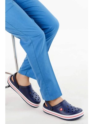 Akınal Bella Lacivert Unisex Sabo Terlik Hastane Terliği Lacivert-Beyaz