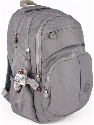 Lugmo Klinkır Okul Çantası Leptop Yuvalı Su Geçirmez Astarlı Lise Ortaokul Çantası Gri