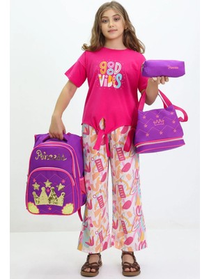 Lugmo Princess 3 Lü Ortaokul Çanta Seti Ilkokul Çantası Komple Astarlı Mor