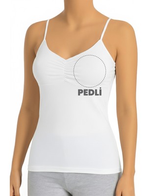 Öts Kadın Atlet Büzgülü Ip Askılı Çıkarılabilir Pedli (%96 Pamuk - %4 Elastan)