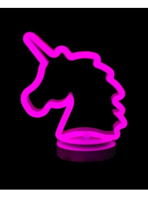 Neon Işıklı Unicorn Masa Gece Lambası Pil+Usb