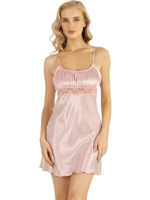 Çamaşır Kenti Somon Kısa Saten Gecelik 8208