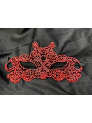 Kırmızı Dantel Masquerade Maskesi Çift Taraflı 10 No