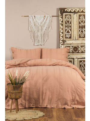 Elart Tiara Nevresim Takımı Çift Kişilik Lastikli Çarşaf %100 Pamuk Ranforce Ahşap Düğmeli (200X220 Cm) Tarçın