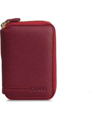Guard Fermuarlı Kırmızı Deri Mini Cüzdan