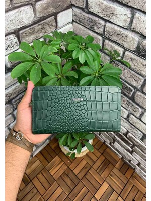 Guard Croco Yeşil Deri Kadın Cüzdanı & El Çantası