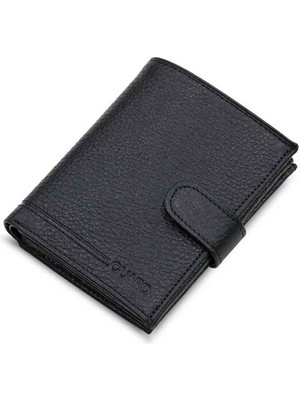 Guard Çok Bölmeli Patlı Dikey Siyah Deri Erkek Cüzdanı