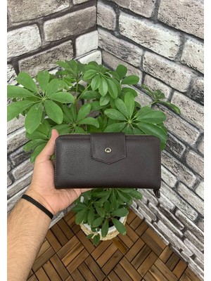 Guard Mat Kahverengi Fermuarlı ve Deri Patlı El Portföyü
