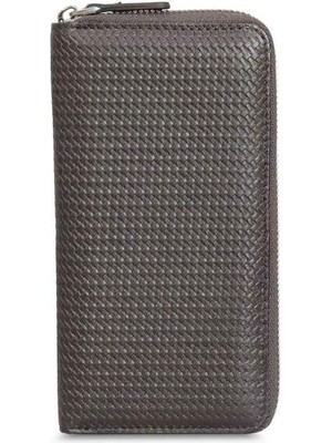 Guard Lazer Baskılı Kahverengi Fermuarlı Portföy Cüzdan