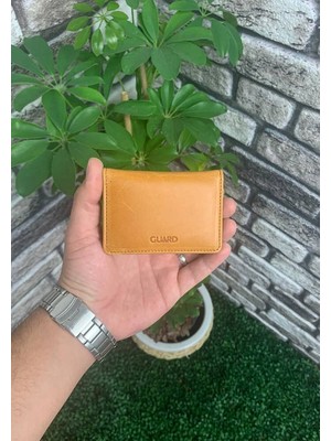 Guard Mıknatıslı Küçük Boy Antik Deri Sarı Kartlık/kartvizitlik