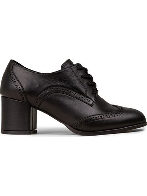 Deery Kadın Hakiki Deri Siyah Günlük Topuklu Ayakkabı - A3441ZSYHM01