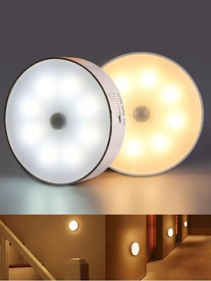 Hareket Sensörlü 8 Ledli Gün Işığı USB Şarjlı, Dolap ve Koridor Için