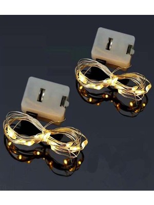 Mini Peri LED Dekoratif Işık, Güç Kutulu, Piller Dahil, 1 Metre