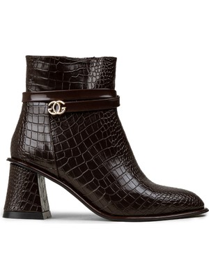 Deery Kadın Kahverengi Kroko Desen Bot - K1324ZKHVC01