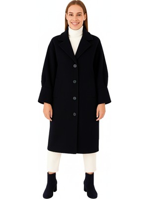 Blu Kalın Manşetli Erkek Yaka Manto