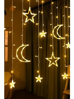 Özbience Yıldızlı Perde Salkım LED Işıklar, Animasyonlu, Dekoratif, Şık ve Renkli