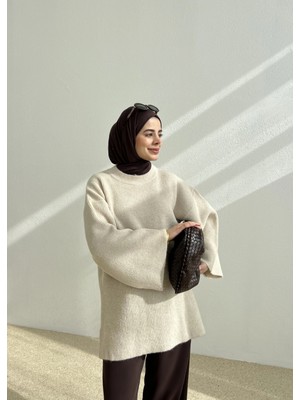 Moda Aksa Oversize Dokuma Kazak Bej