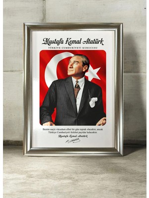 And Mustafa Kemal Atatürk Portre – Mdf Üzerine Uv Baskı Çerçeveli Tablo Sanatsal Modern Duvar Dekoru