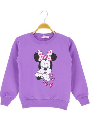 Crassi Kız Çocuk Bluz Minnie Baskılı Kışlık 2 Iplik Şardonlu
