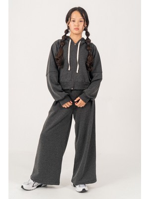 Kinderos Oversize Kesim Kapüşonlu Kız Çocuk Eşofman Takımı- 26K 6502